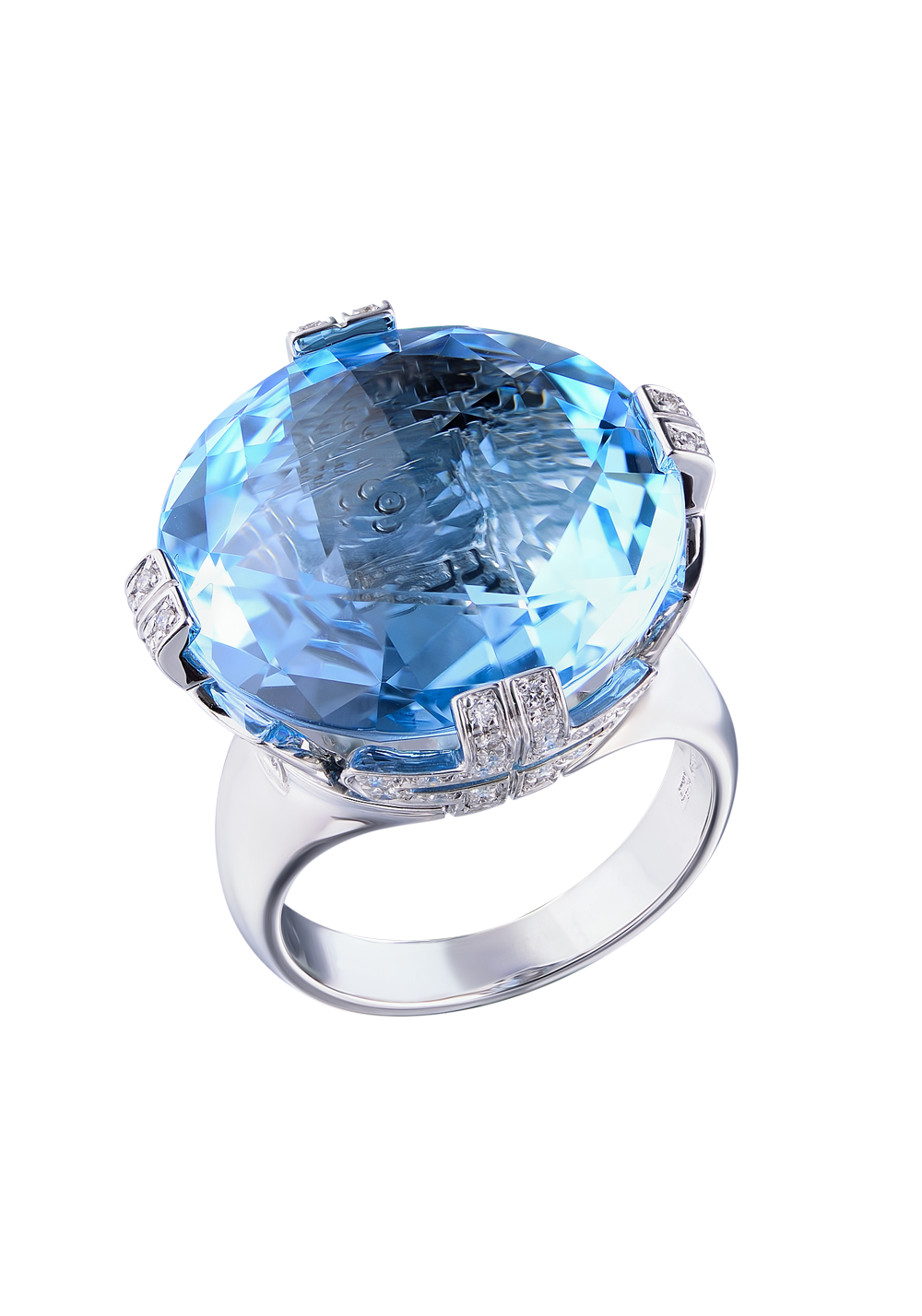 Кольцо Bvlgari Parentesi Blue Topaz Ring with Diamonds(4247) №8