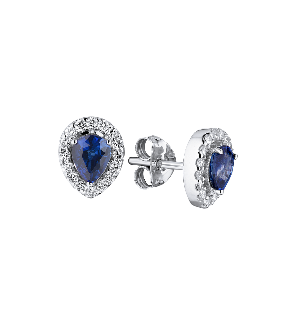 Пусеты No name Natural Sapphire 0.90 ct Deep Blue & 0.20 ct Round Diamonds(19753) №5