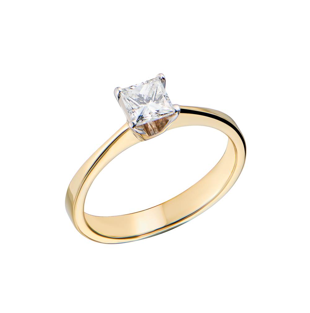 Кольцо No name 0,55 ct J/VS2 Princess Cut Diamond in Yellow Gold(56195) №3
