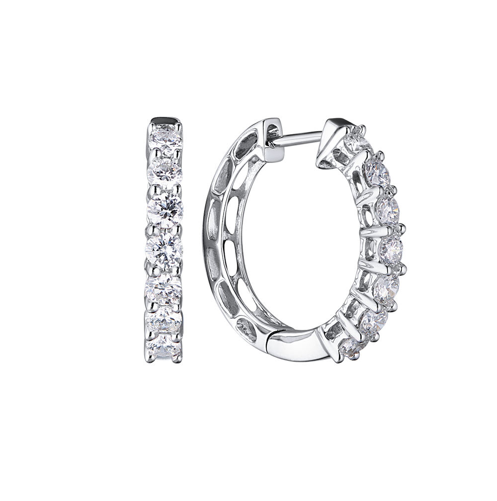 Серьги No name 1,10 ct G/I1 White Gold Round Diamonds Hoop(20697) №3