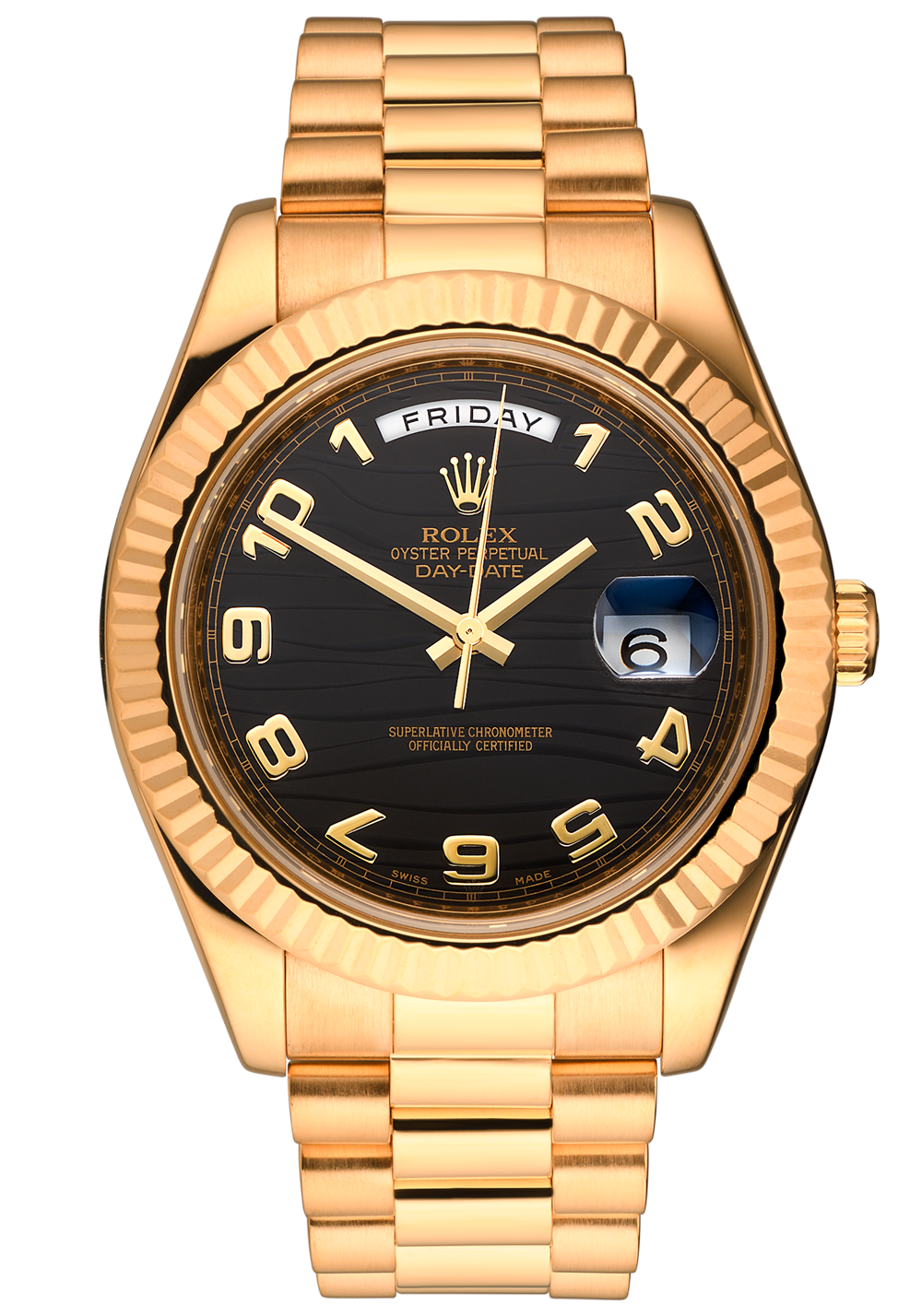 Швейцарские часы Rolex Day-Date II 41mm Yellow Gold Wave Arabic Dial 218238(13498) №3
