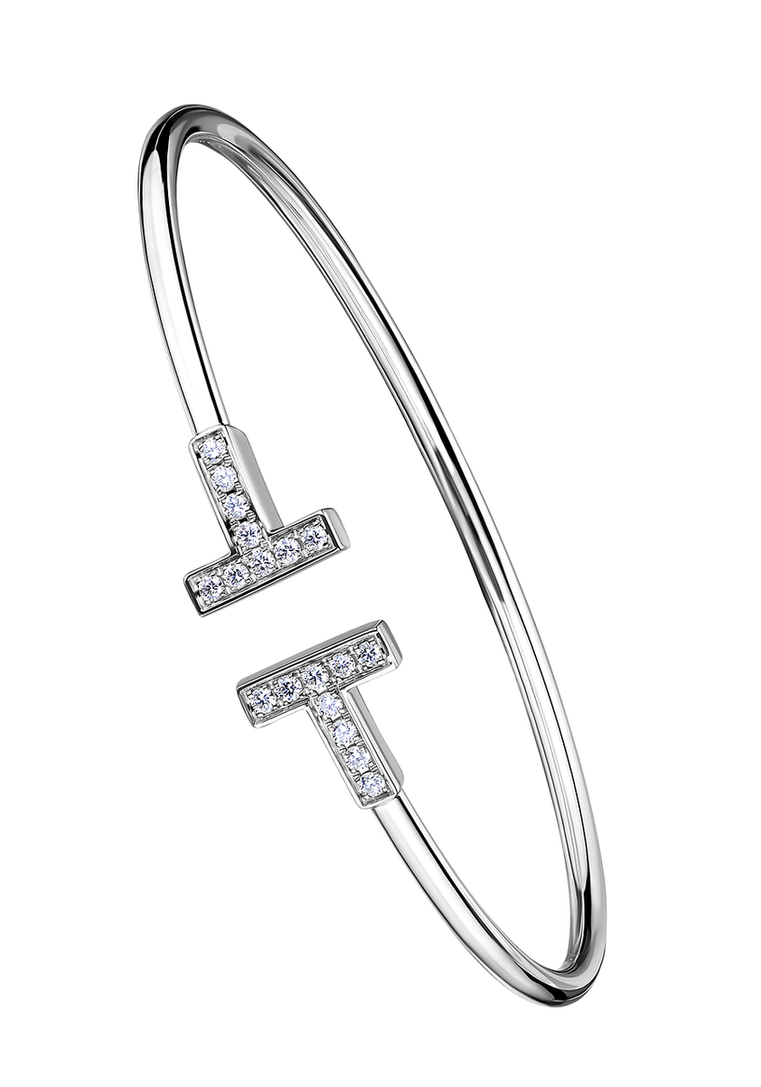 Браслет Tiffany & Co T Wire White Gold & Diamonds Bracelet(20288) №4