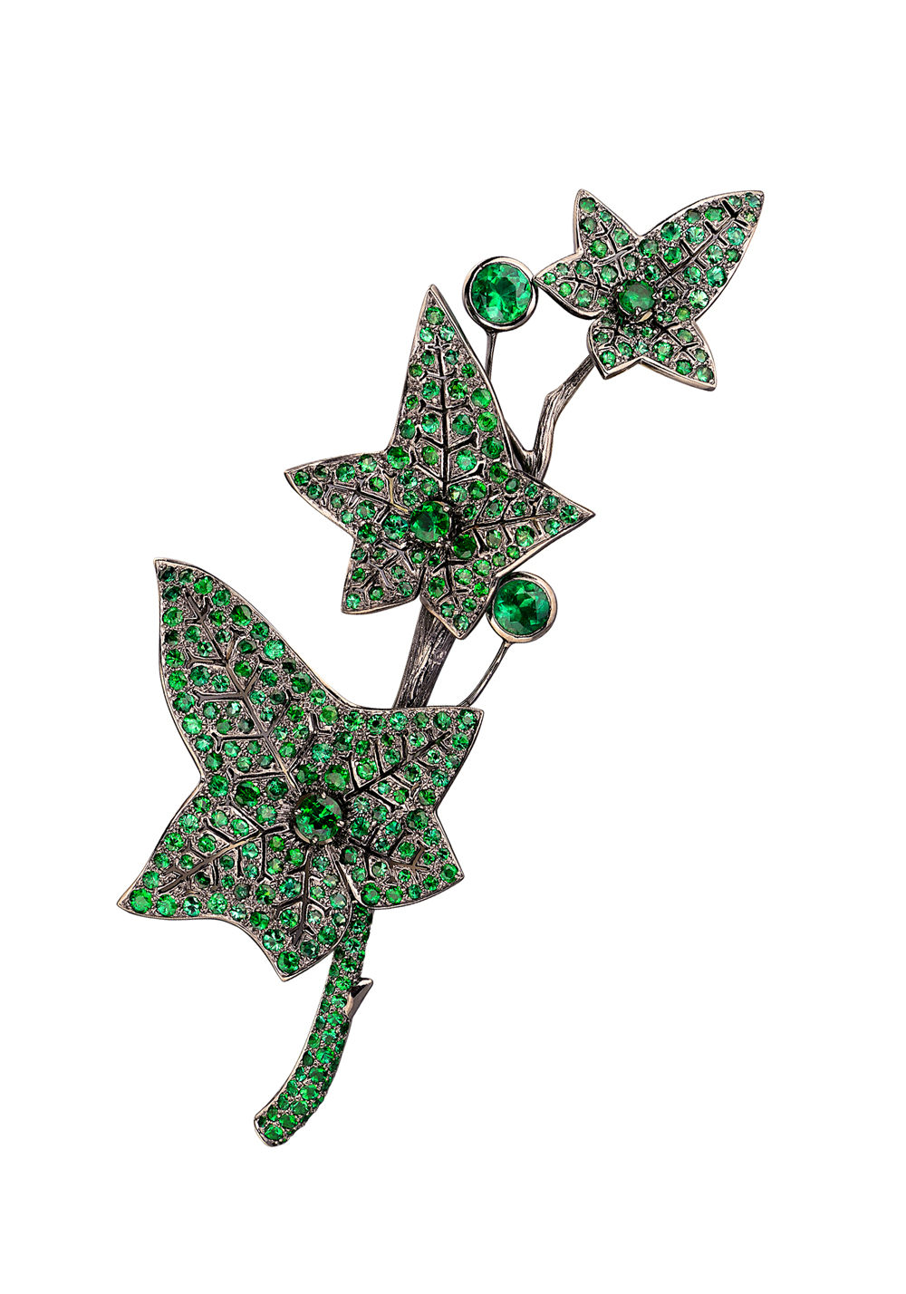 Брошь Boucheron Lierre De Paris Emerald Hair Clip Brooch(12636) №4