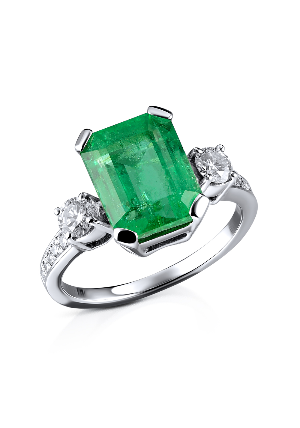 Кольцо No name с изумрудом 3,60 ct Intense Green и бриллиантами(12674) №5