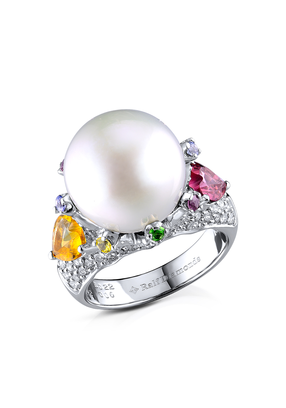 Кольцо Ralfdiamonds White Gold 13.5 mm Pearl Diamonds Ring(12669) №9