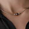 Колье Mikimoto Black Pearl 9 mm & 2 Round Diamonds & White Gold(46439) №4