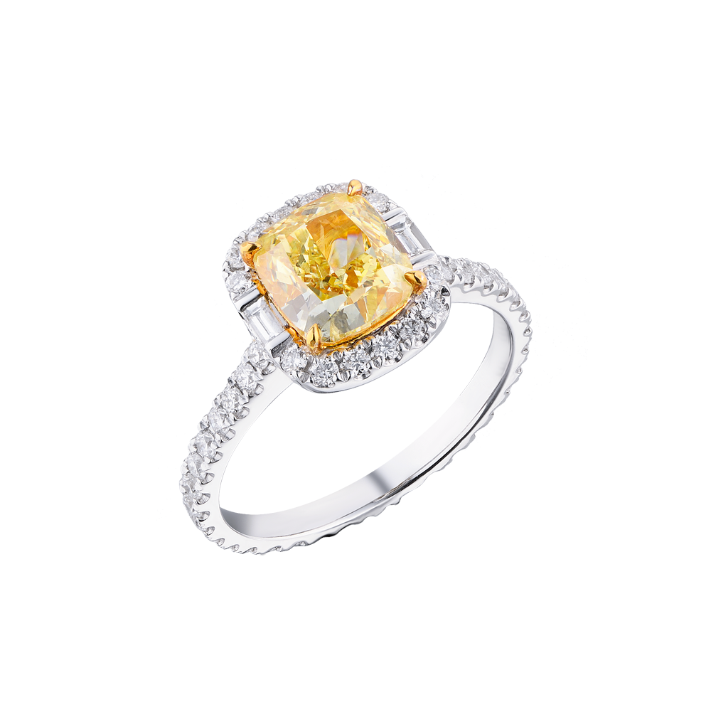 Кольцо GIA 2,41 ct Fancy Yellow/SI1 Cushion Brilliant(24465) №3