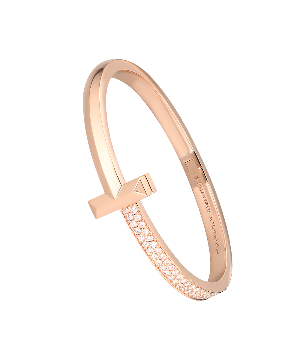 Браслет Tiffany & Co T1 Wide Diamond Hinged Bangle in Rose Gold 67792777(20691) №4