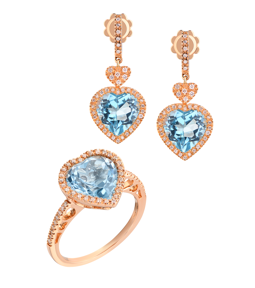 Комплект DeRosa Heart Cut Zircon & Round Diamonds set(22235) №5