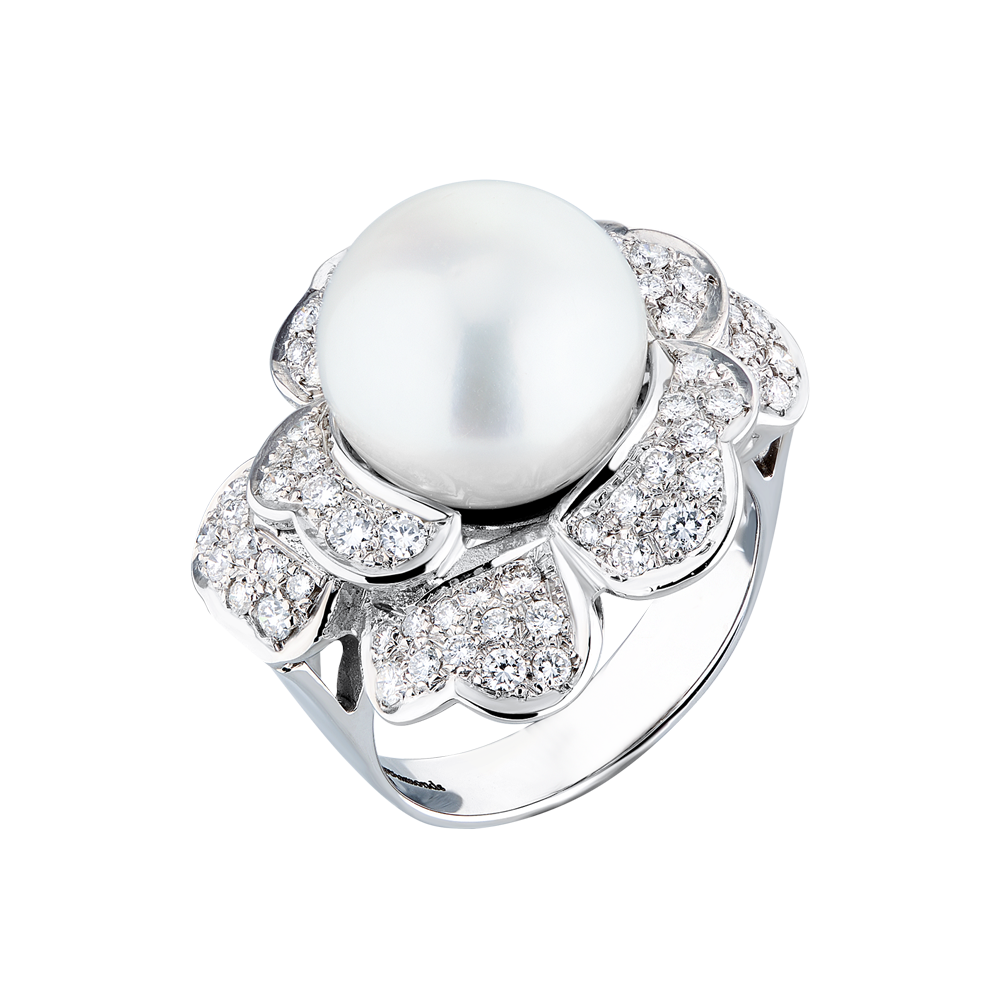 Кольцо Ralfdiamonds 2,50 ct G/VS Round Cut Diamonds & 13.0 mm South Sea Pearl(21371) №2