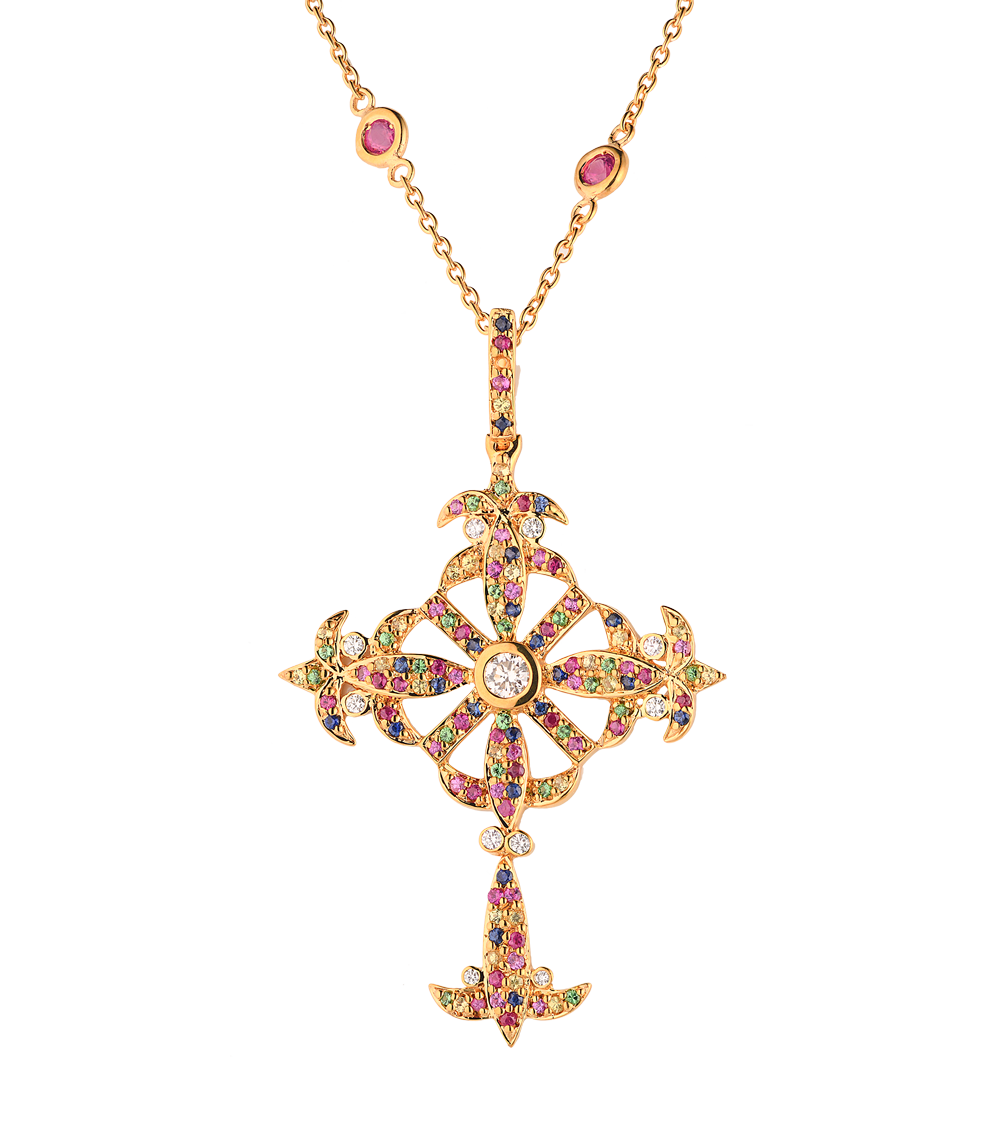 Крест Ralfdiamonds Multicolor Diamonds Chrysolite Rubies Sapphires RDP(17409) №6