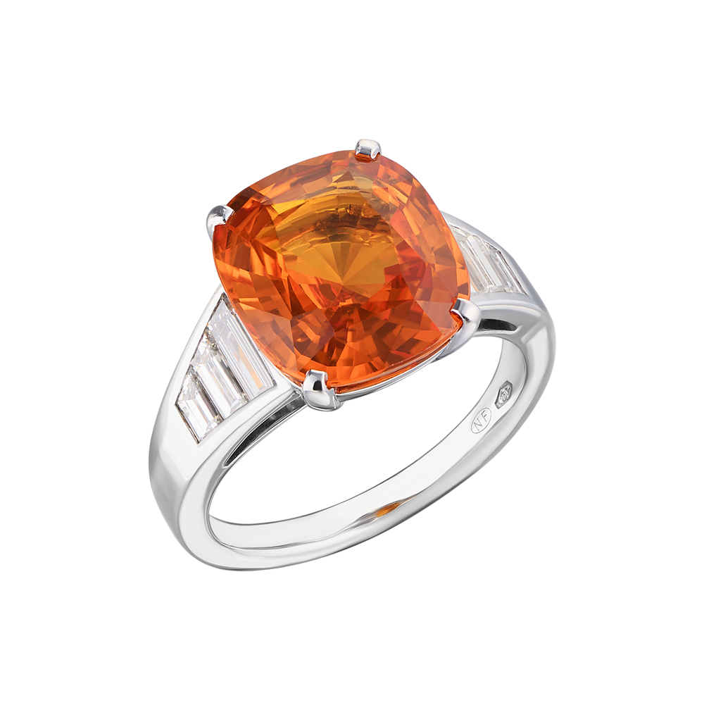 Кольцо Mercury Natural Sapphire 6,03 ct. Vivid Yellowish Orange(24303) №6