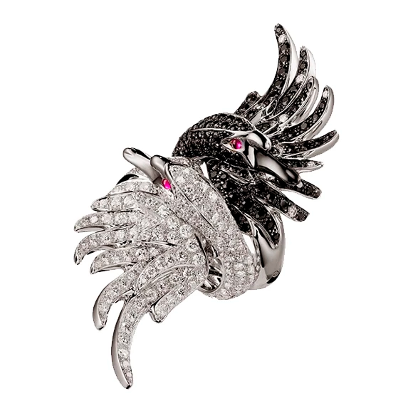 Кольцо Boucheron CYPRIS, THE SWAN RING BLACK SAPPHIRES & White Diamonds JRG01476; JRG01477(20764) №6