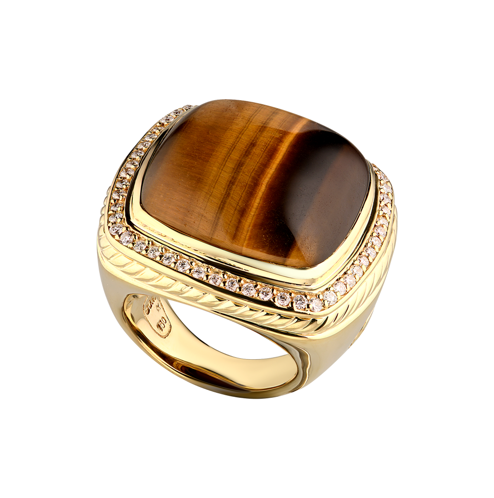 Кольцо DAVID YURMAN Albion Yellow Gold 0.40 ct Diamond & Tiger's Eye(22255) №6