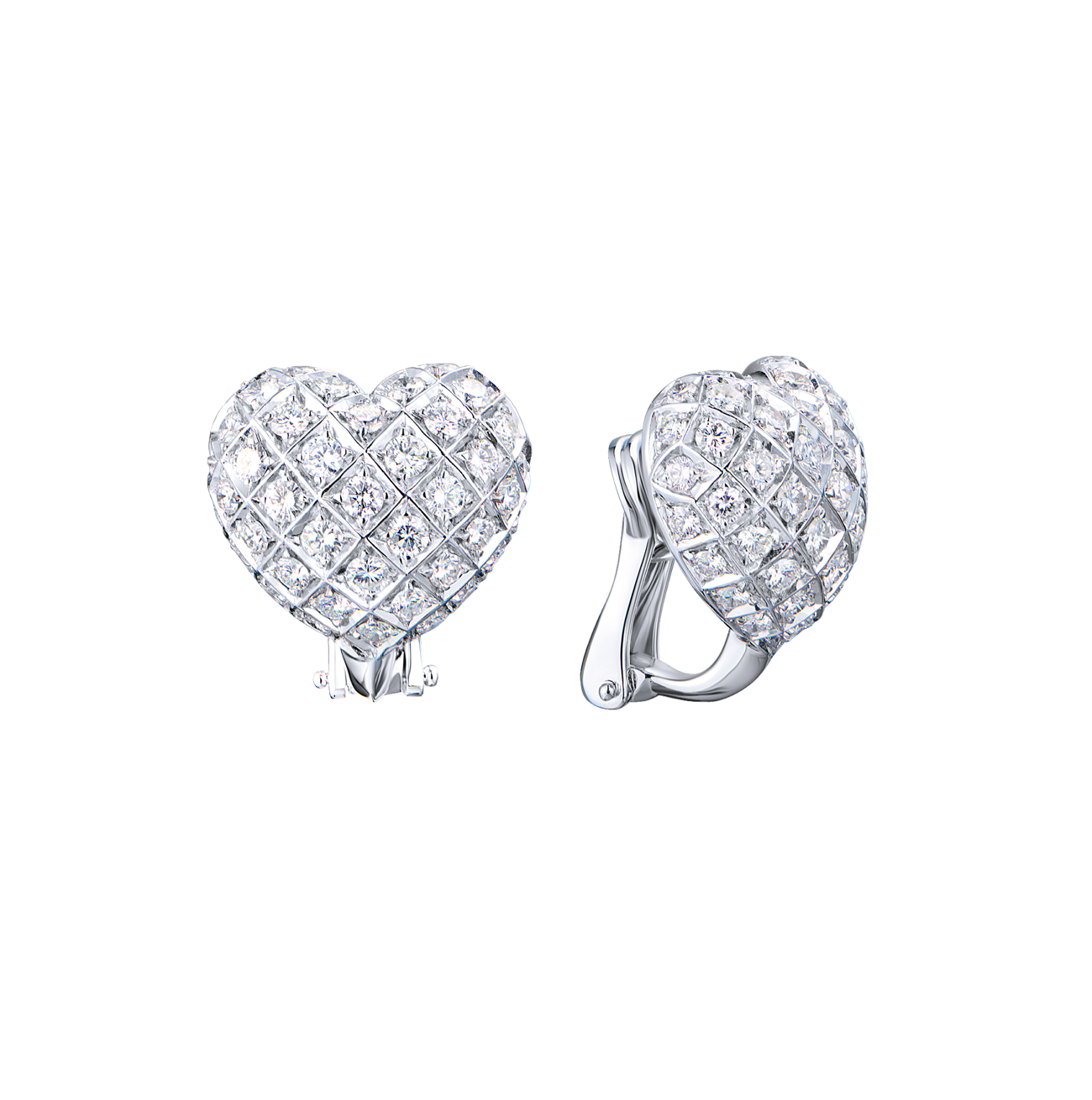Серьги No name White Gold Heart 3,22 ct Round Cut Diamonds(56432) №3
