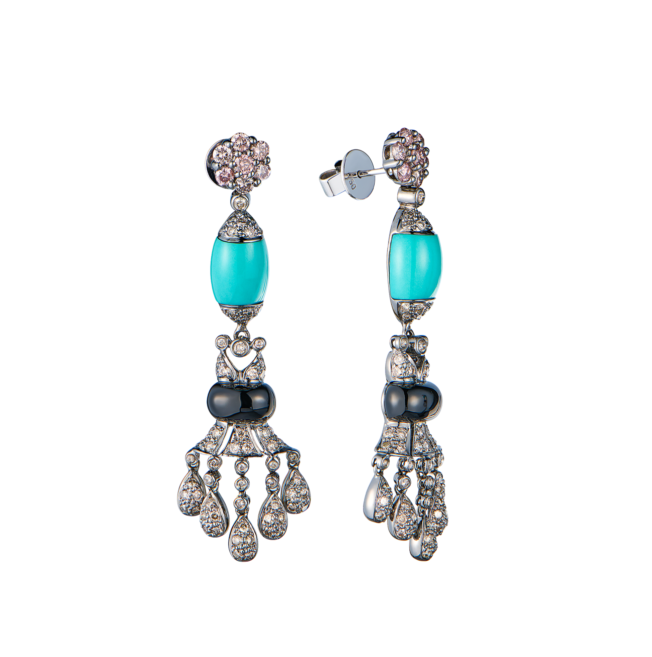 Серьги No name Art Deco Turquoise & Diamonds & Onyx(56199) №2