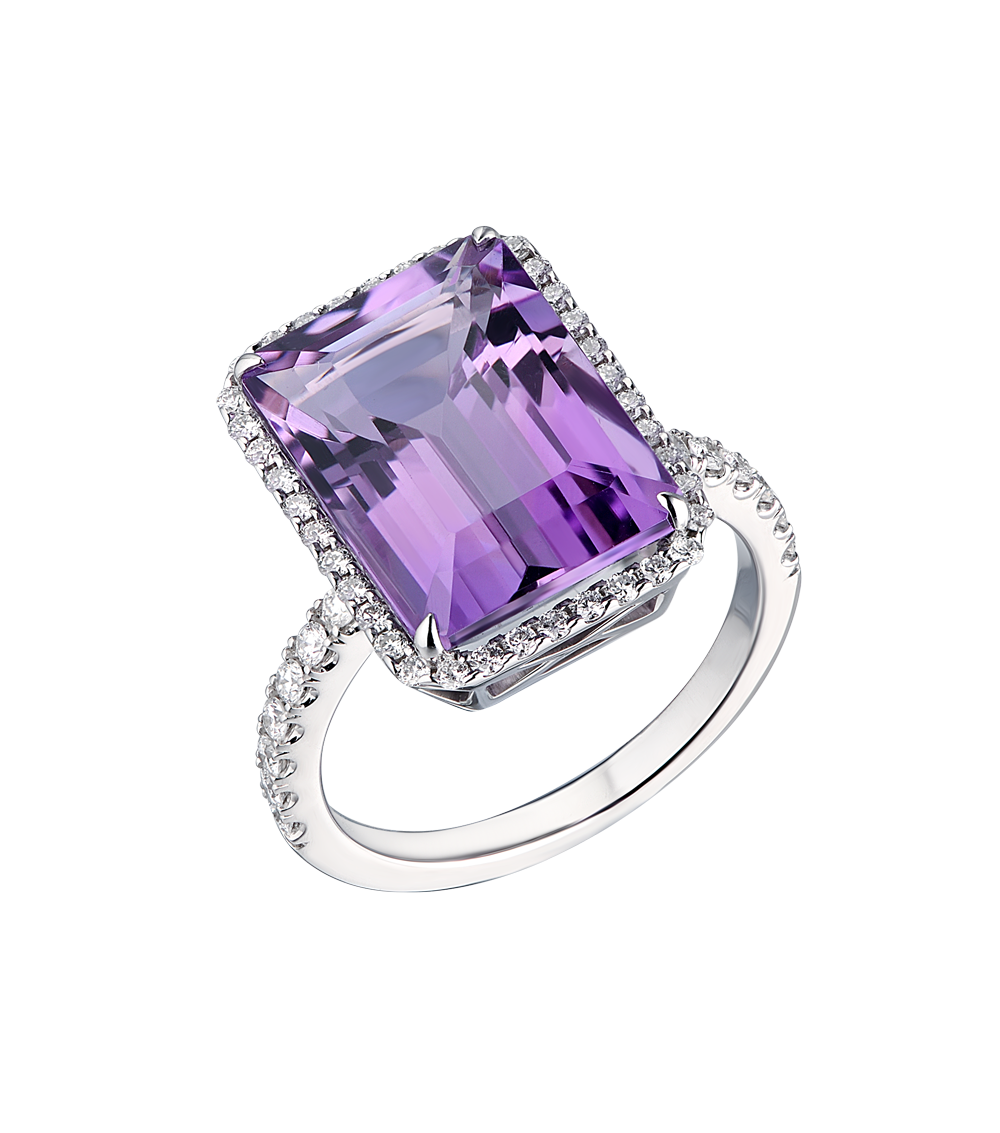 Кольцо No name 7.10 ct Purple Amethyst Emerald Cut & Diamonds(17822) №5