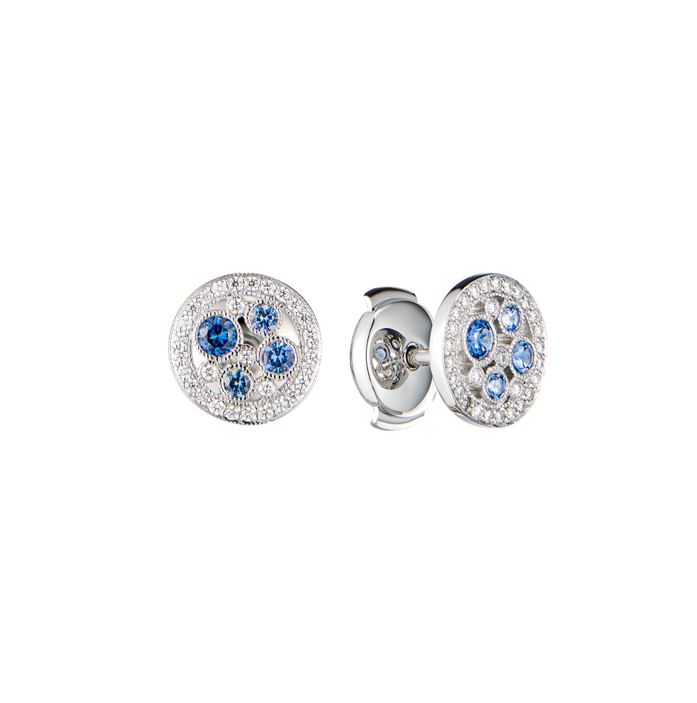 Пусеты Tiffany & Co Cobblestone Sapphire & Diamond in Platinum(56179) №2