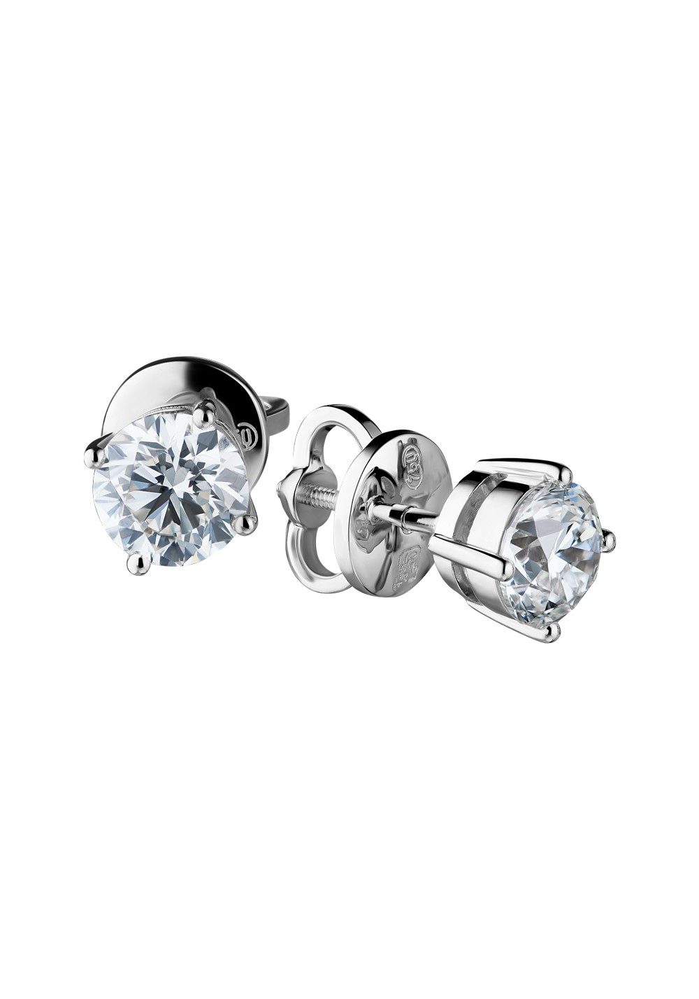 Пусеты GIA 1,05 ct H/VS2 - 1.03 ct H/VS1 Round Diamonds(13007) №6