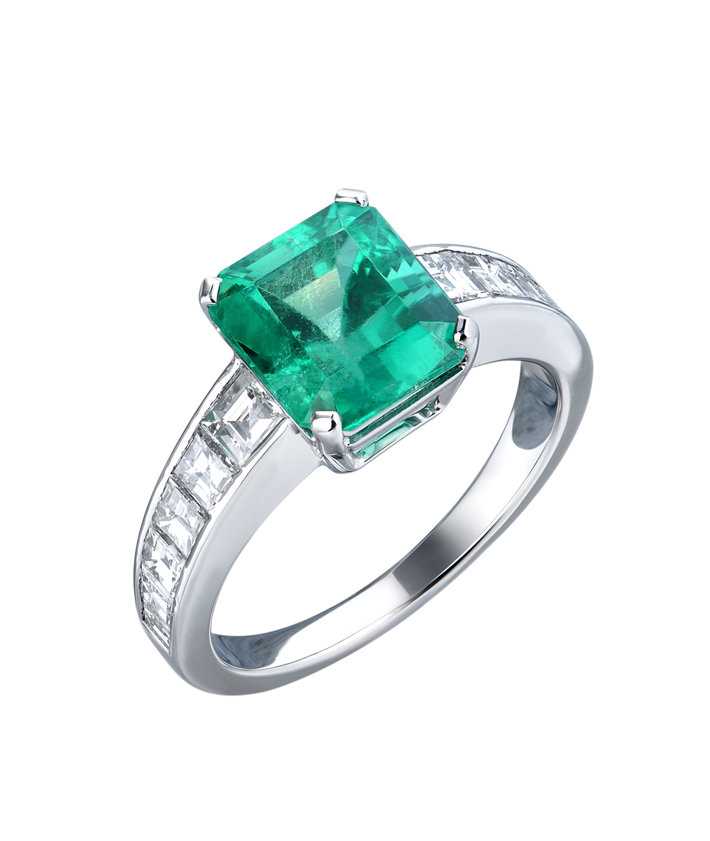 Кольцо No name Natural Emerald 3.19 ct Vivid Green/VS & Diamonds 1.25 ct(15236) №5