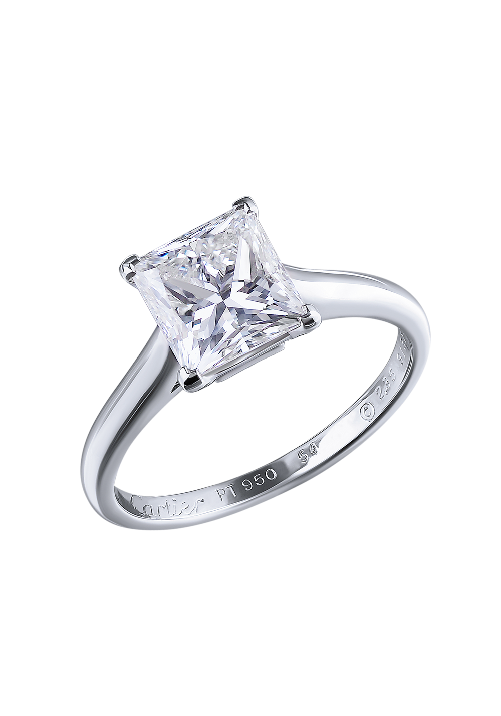 Кольцо Cartier Solitaire Princess Diamond 2,35 ct G/VS1 Platinum(13018) №2