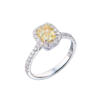 Кольцо GIA 1,01 ct Fancy Light Yellow/VS1 Cushion Cut & White Gold(55766) №1
