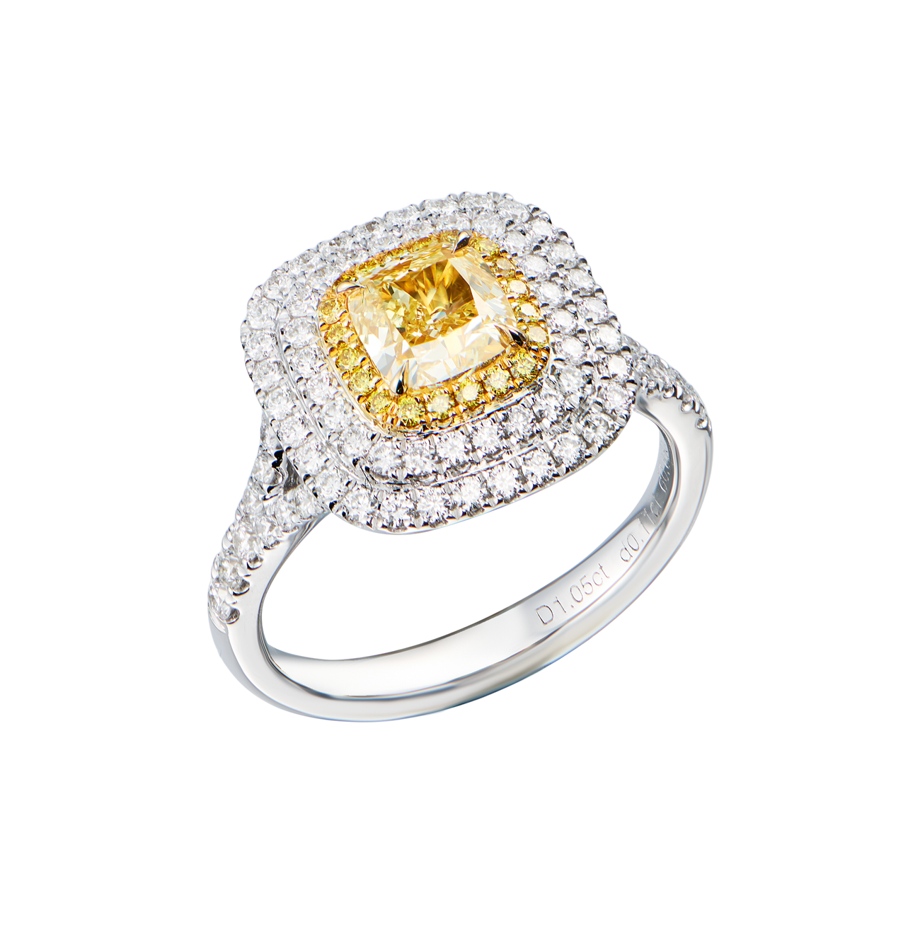 Кольцо GIA 1,05 ct Fancy Light Yellow/VVS2 Cushion Cut & White Gold(56321) №3