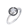 Кольцо GIA 0,45 ct D/SI1 Round Brilliant & Black Diamonds(16718) №1