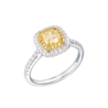 Кольцо GIA 1,01 ct Fancy Light Yellow/IF Cushion Cut & White Gold(56318) №1