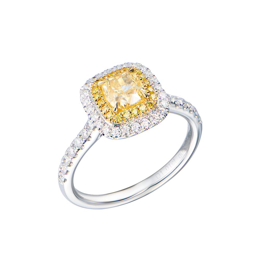 Кольцо GIA 1,01 ct Fancy Light Yellow/IF Cushion Cut & White Gold(56318) №3