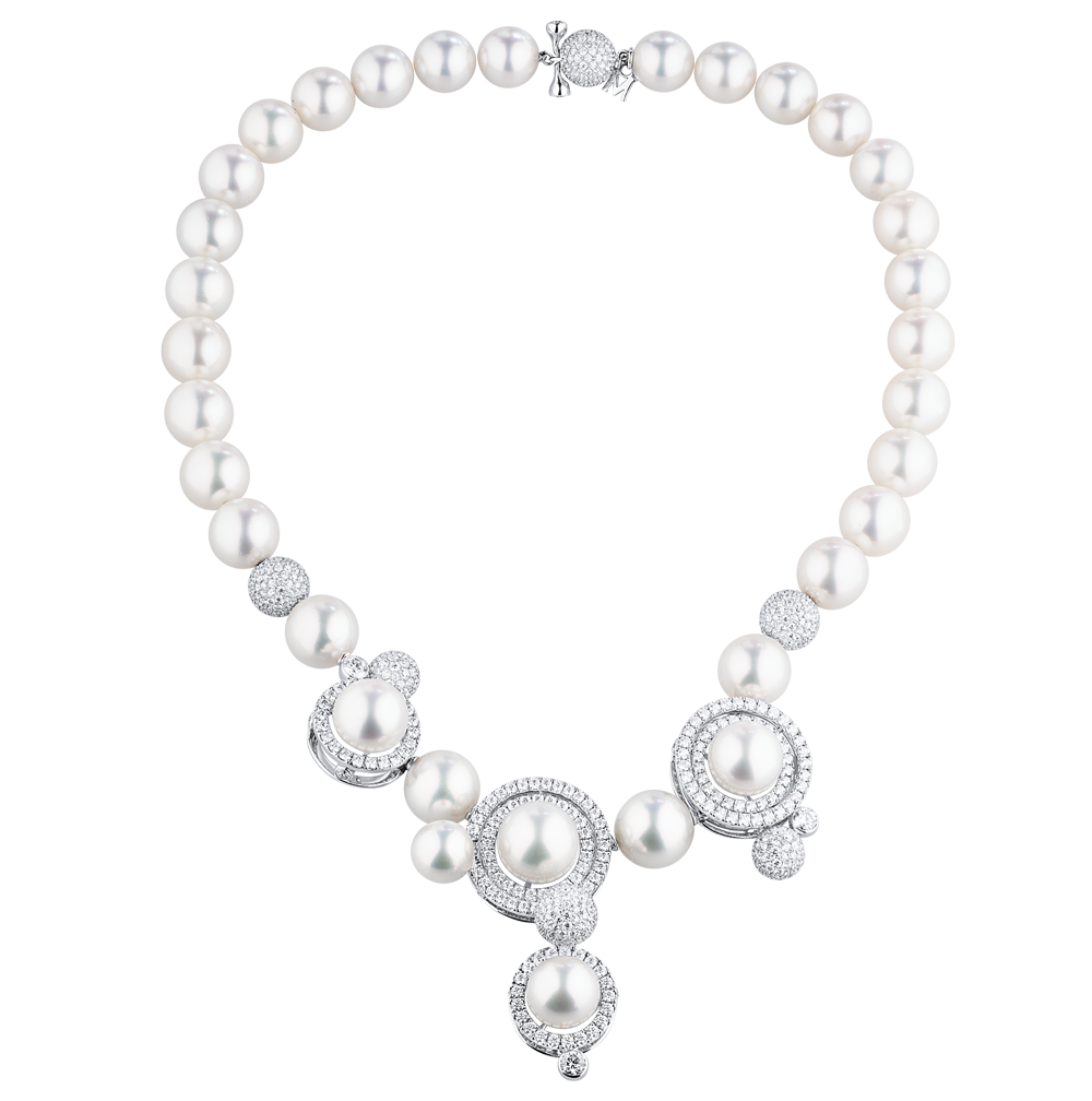 Колье Mikimoto 12.82 ct Diamonds & 9.75 - 13.07 mm Silver Lipped Cultured Pearl Piece Unique(22242) №6