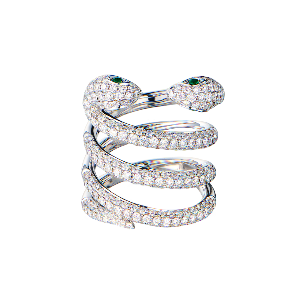 Кольцо No name в стиле Anita Ko Double-Head Diamond Coil Snake Ring(55471) №3