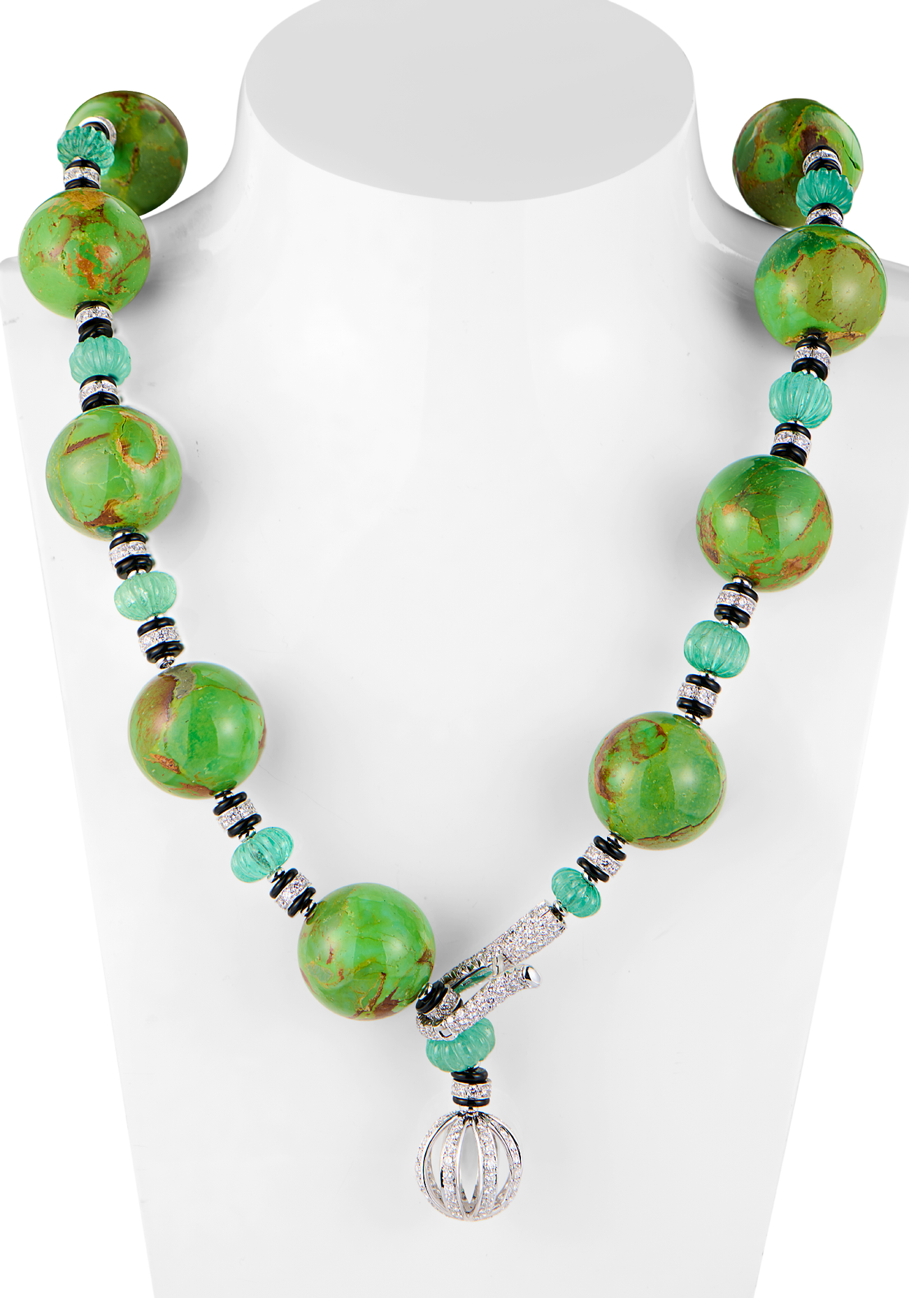 Колье Scavia Jewels Egizia Collection Green Turquoise Bead & Onyx & Emerald &Diamond & White Gold(56312) №3