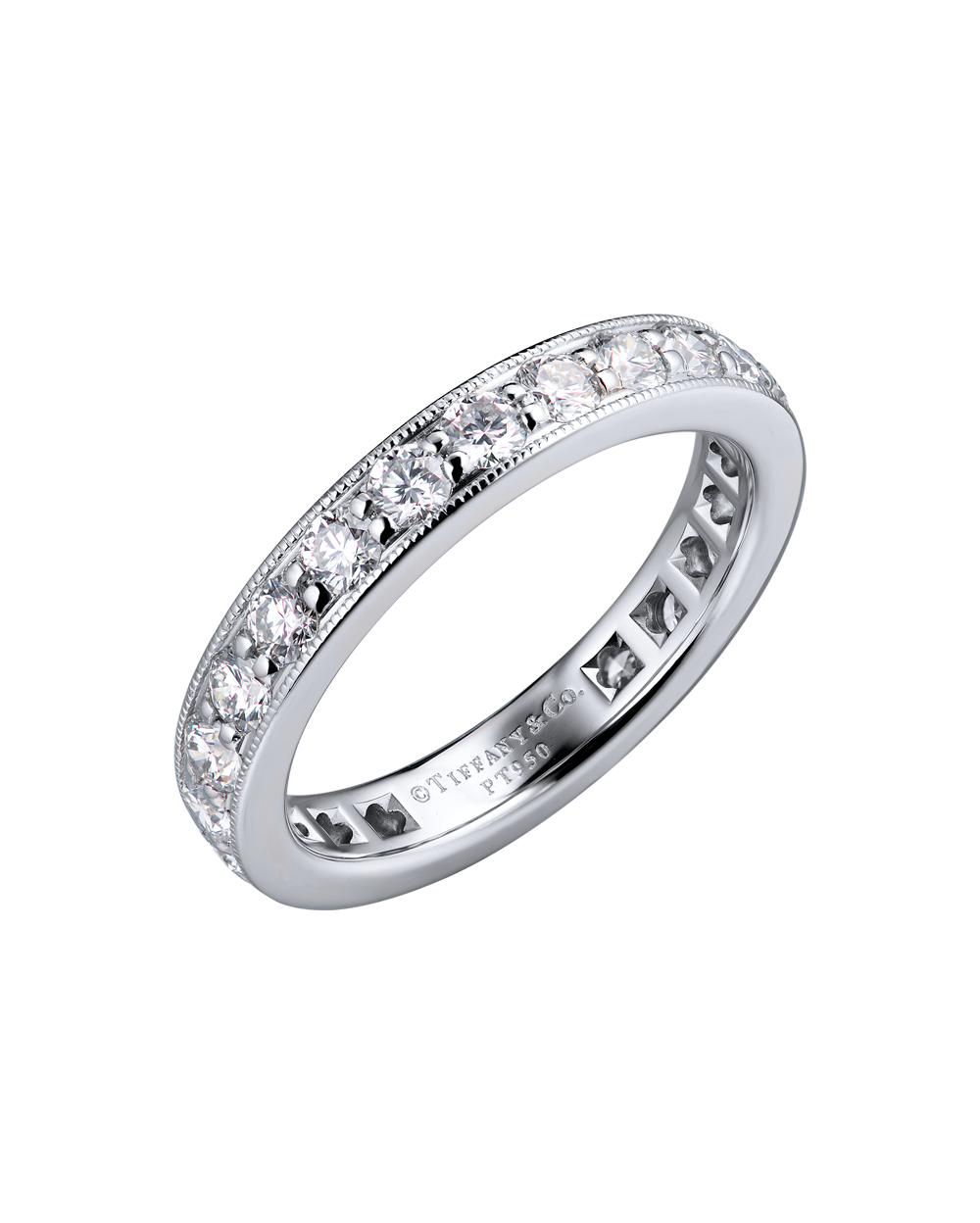 Кольцо Tiffany & Co Together Milgrain Band Ring in Platinum with Diamonds, 3.2mm Wide 60003100(14445) №2