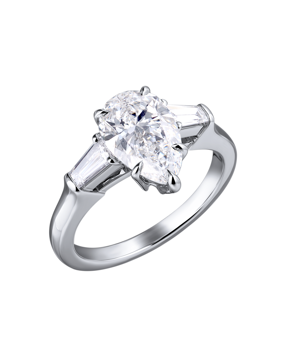 Кольцо Harry Winston 1.50 сt E/VVS1 Classic Winston Pear-Shaped with Tapered Baguette Side Stones RGDPPS015TB(15198) №6