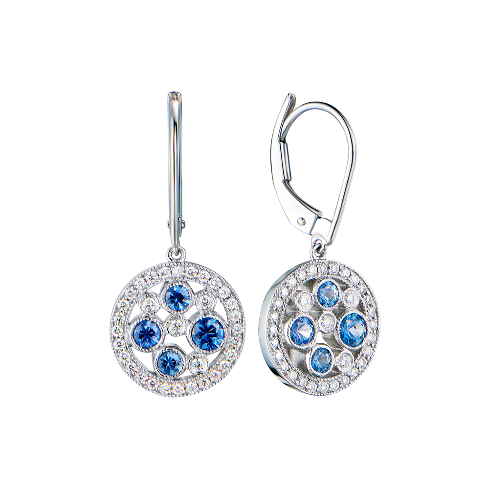 Серьги Tiffany & Co Cobblestone Sapphire & Diamond in Platinum(55293) №2