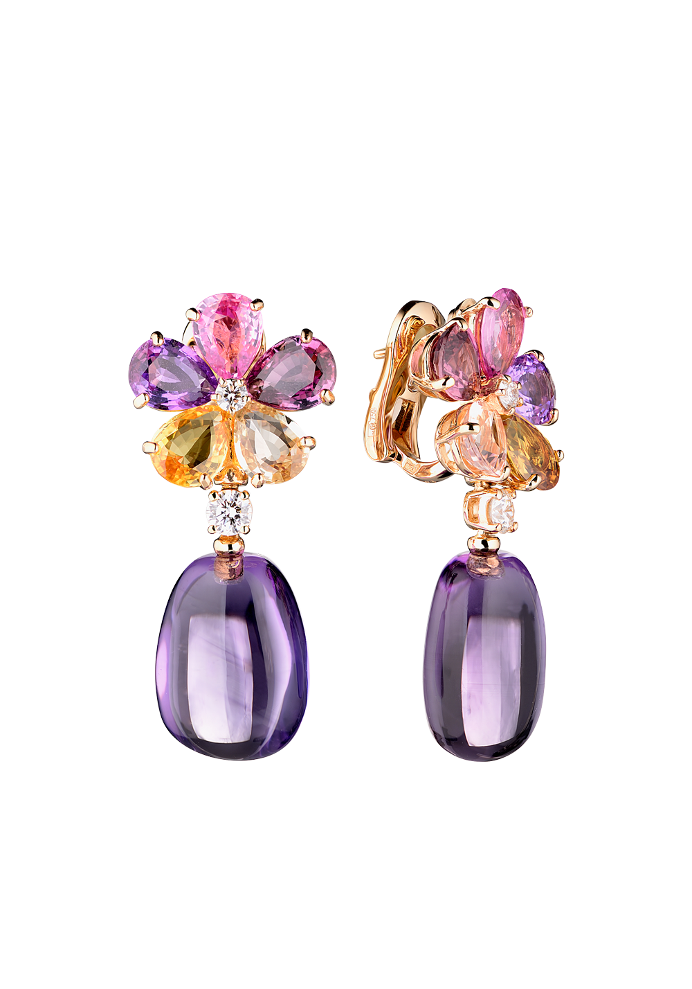 Серьги Bvlgari Diamond Sapphire Amethyst Flower Earrings(12869) №7