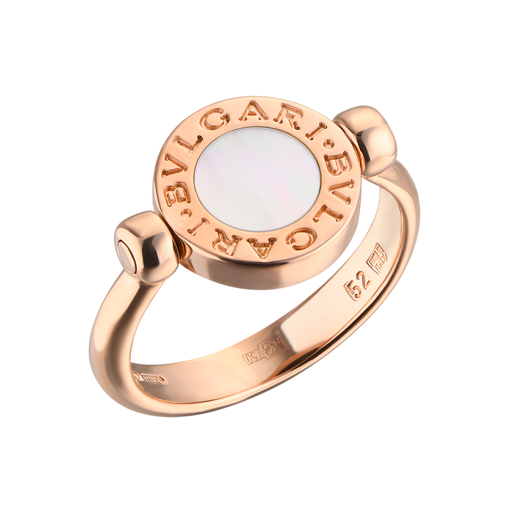 Кольцо Bvlgari - Rose Gold Flip Mother-of-pearl & Onyx (Size 52) 347762(56202) №3