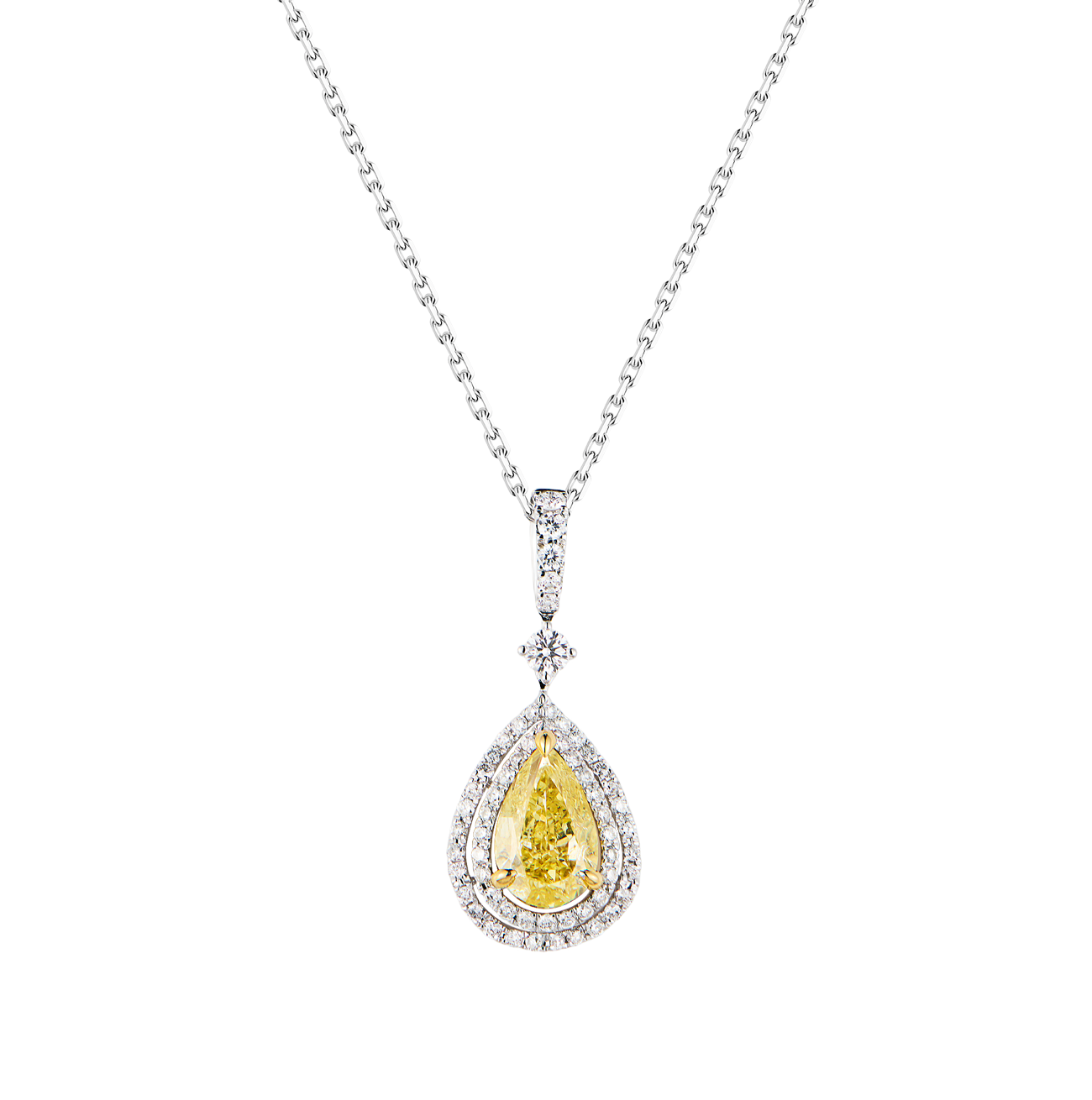 Подвеска GIA 1,12 ct Natural Fancy Intense Yellow/I1 Pear Diamond(56324) №3
