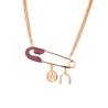 Колье Jacob&Co ROSE GOLD RUBY SAFETY PIN NECKLACE WITH CHARMS(15518) №1