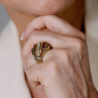 Кольцо Cartier Vintage Yellow Gold Diamond Ruby Sapphire Dome(13011) №2