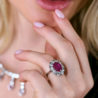 Кольцо No name в стиле Graff 3,30 ct Strong Purplish Red Ruby Oval Cut & 3.40 ct CVD Diamonds & White Gold(45676) №2