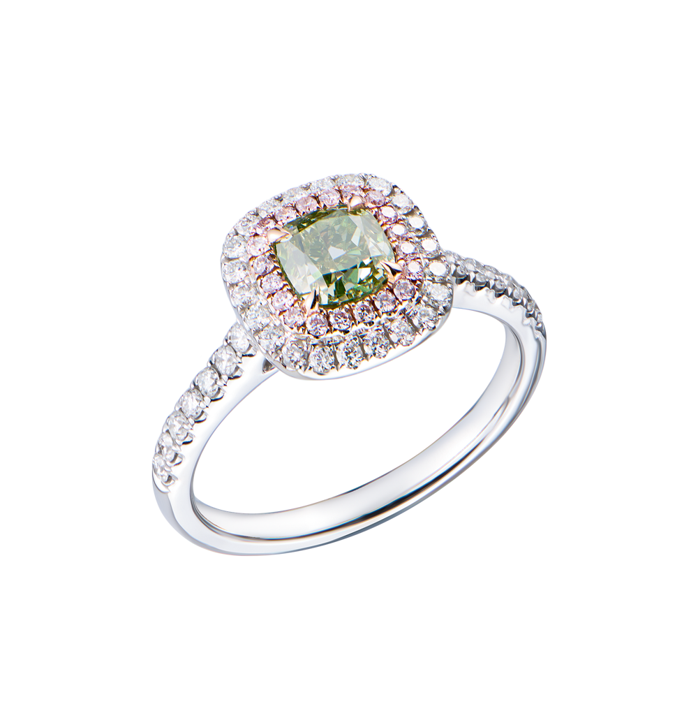 Кольцо GIA 1,00 ct Fancy Grayish Greenish Yellow/SI2 Cushion Cut & White Gold(56315) №3