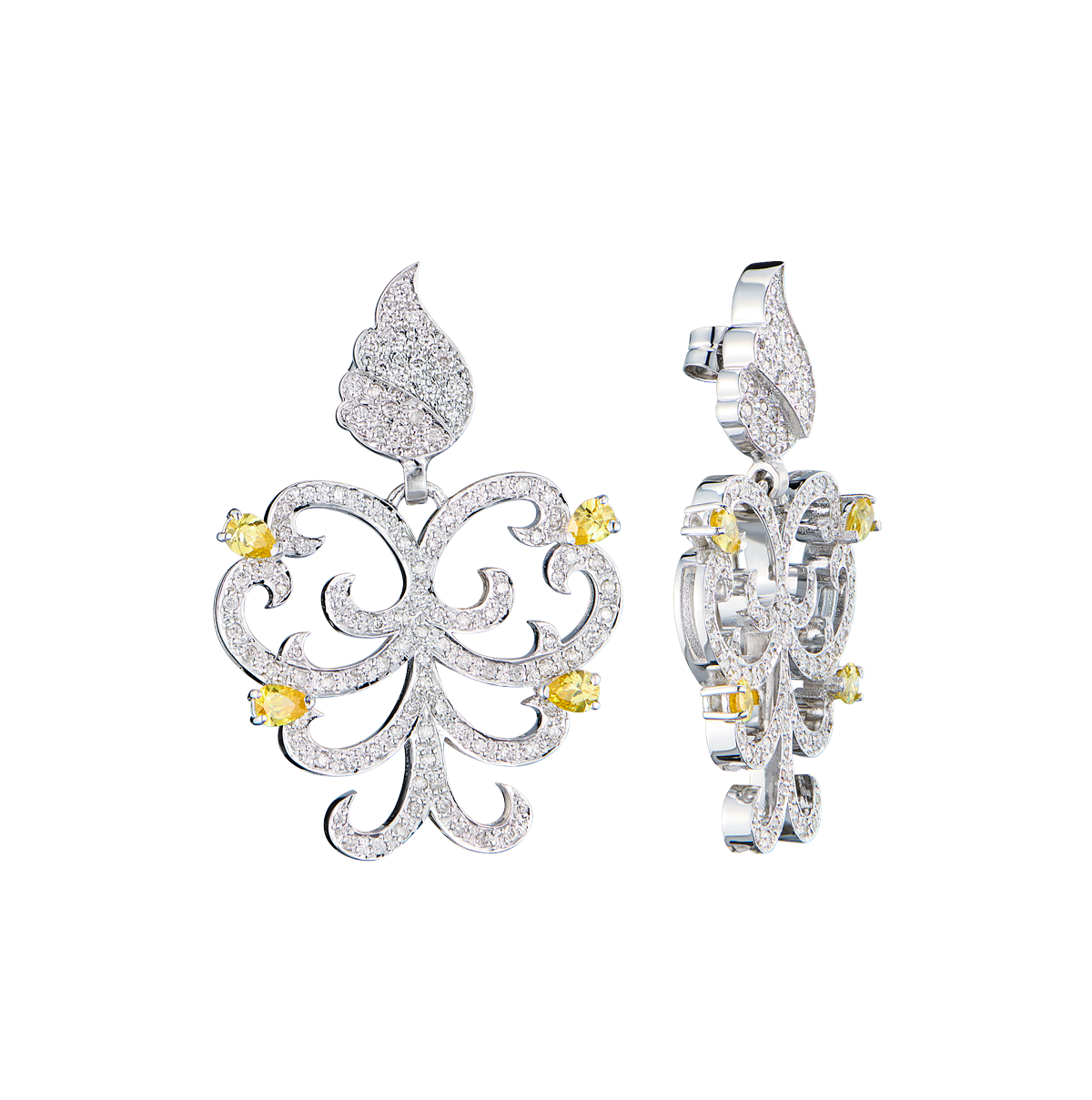 Серьги No name White Gold & Sapphire & Diamond(56177) №2