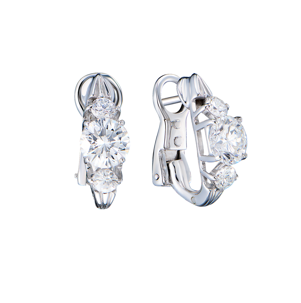Серьги No name 1,00 сt F/VS1 - 1,00 F/VS1 Round Cut Diamonds in White Gold(56192) №3