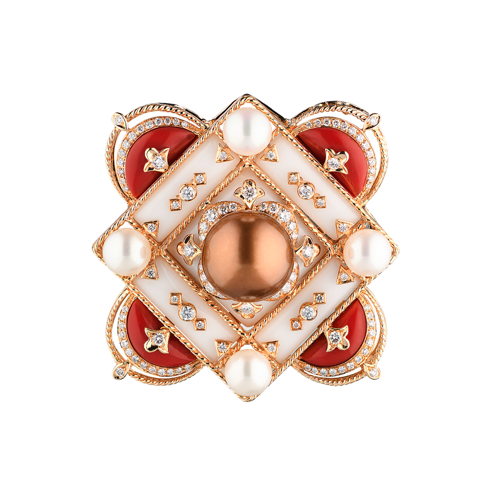 Брошь No name Vintage Brooch Pearl & Enamel & Diamonds(25565) №2