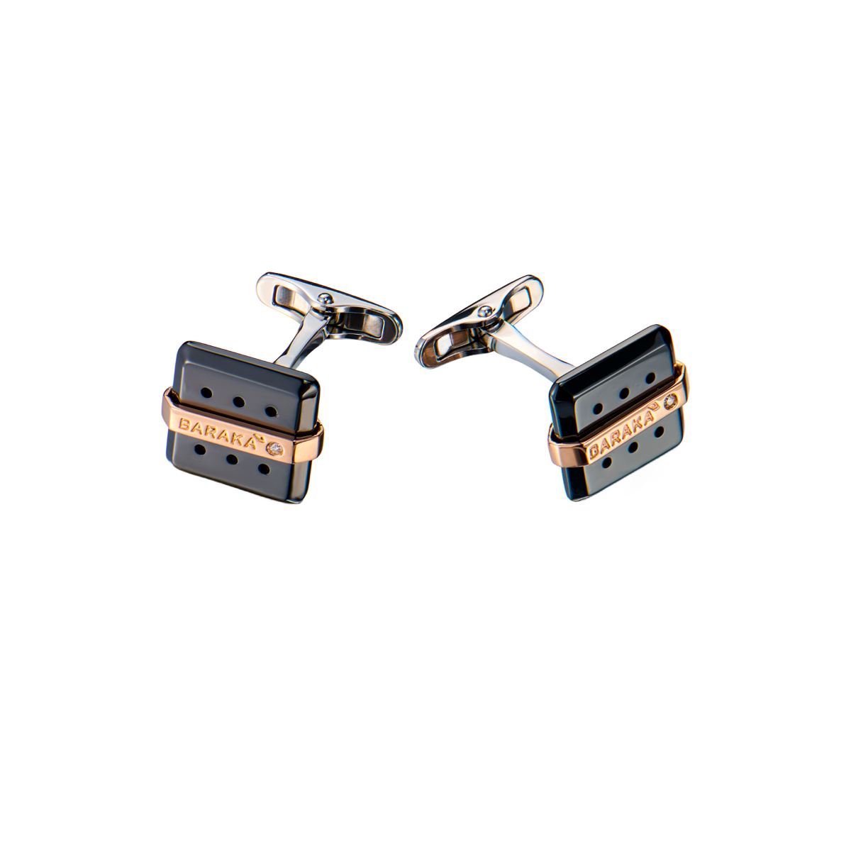 Запонки Baraka Rose Gold & Ceramic & Diamonds(55027) №2